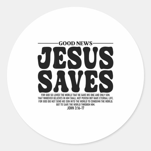 Jesus Saves Onback Subtle Christian Minimal Religi Runder Aufkleber (Vorderseite)