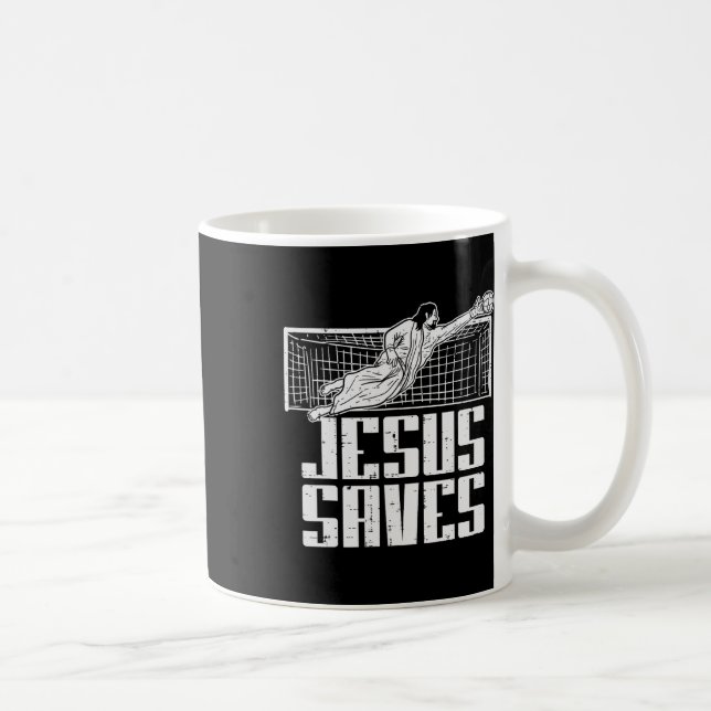 Jesus Saves Soccer Football Christian Goalie Goalk Kaffeetasse (Rechts)