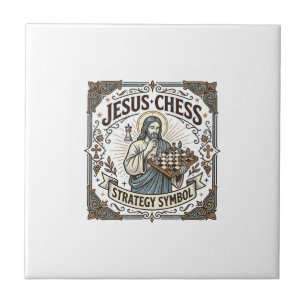 Jesus Schach Strategie Symbol Jesus Schach Strateg Fliese