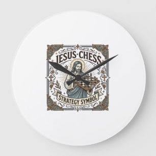 Jesus Schach Strategie Symbol Jesus Schach Strateg Große Wanduhr