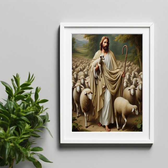 Jesus scheffend Lämmer in der Stille Poster (Von Creator hochgeladen)