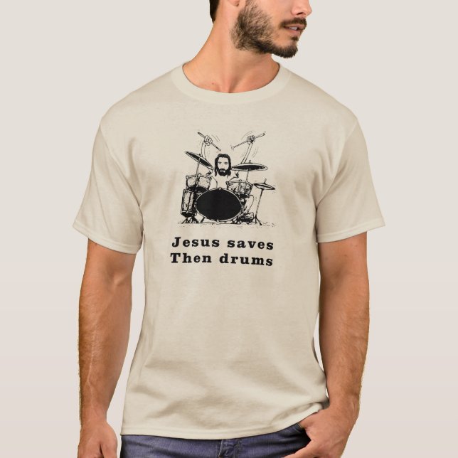 Jesus-Schlagzeuger T-Shirt (Vorderseite)