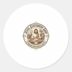 Jesus Schreibwarengeschäft Jesus Schreibwarengesch Runder Aufkleber
