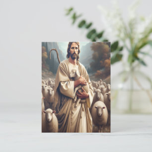Jesus schützt sein geliebtes Schaf Postkarte