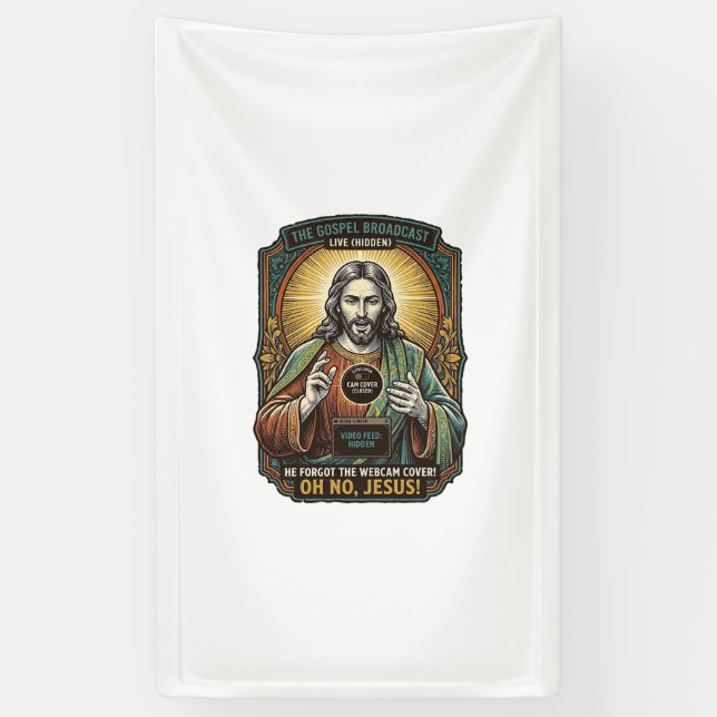 Jesus Schwarzer Bildschirm Vergessene Webcam-Abdec Banner (Vertikal)