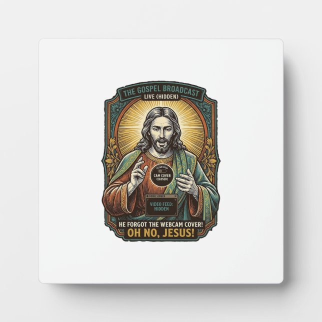 Jesus Schwarzer Bildschirm Vergessene Webcam-Abdec Fotoplatte (Vorderseite)