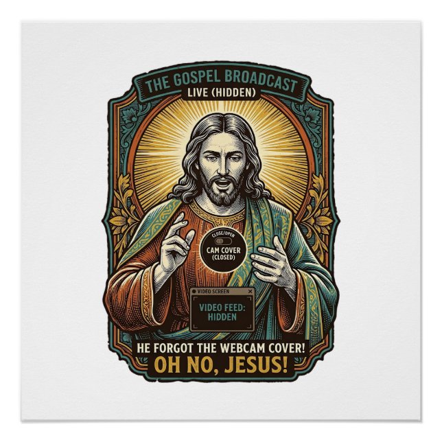 Jesus Schwarzer Bildschirm Vergessene Webcam-Abdec Poster (Vorderseite)