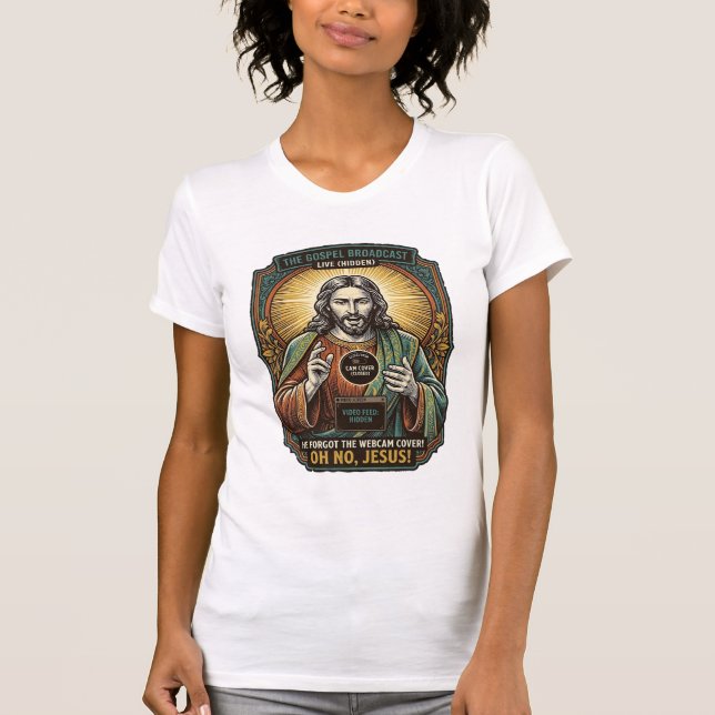 Jesus Schwarzer Bildschirm Vergessene Webcam-Abdec T-Shirt (Vorderseite)