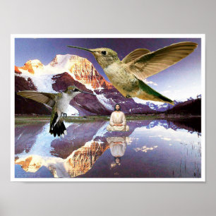 Jesus schwebt über Wasser und meditiert über den S Poster