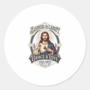 Jesus Second-Hand-Laden Vintage-Jagd-Grafik-T-Shir Runder Aufkleber