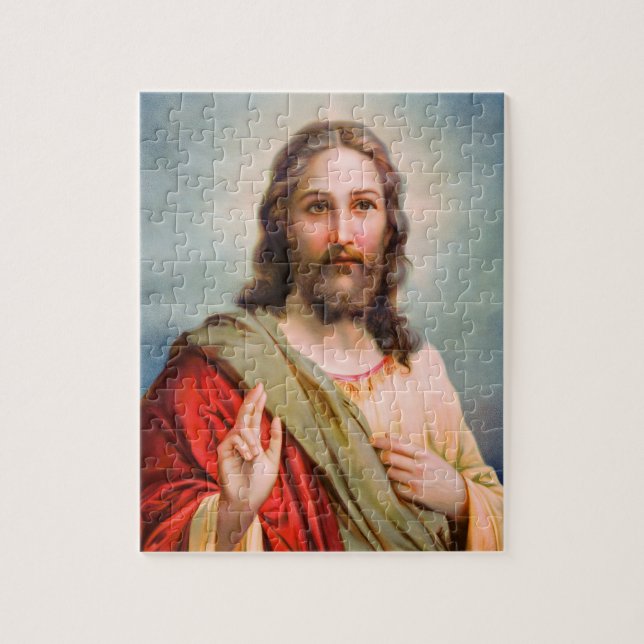 Jesus segne göttliche Gnade katholische Wohngestal Puzzle (Vertikal)