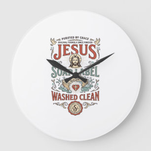 Jesus Seifenlabel Gewaschen Sauber Jesus Seife Gew Große Wanduhr