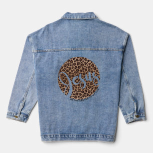 Jesus sein Zentrum Leopard Print Jeansjacke