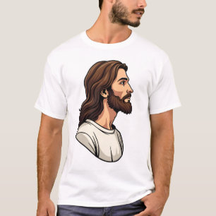 Jesus Seitenprofil Vintage Gravur T-Shirt 2