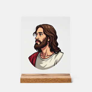 Jesus Seitenprofil Vintage Gravur T-Shirt 2 Acrylschild