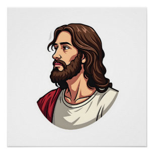 Jesus Seitenprofil Vintage Gravur T-Shirt 2 Poster