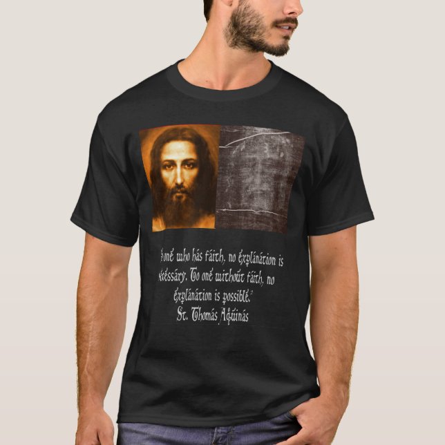 Jesus Shroud von Turin Mandylion Heilige Gesichter T-Shirt (Vorderseite)