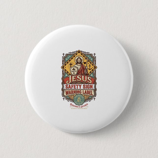 Jesus-Sicherheitsschild Warnschild Jesus-Sicherhei Button (Vorderseite)