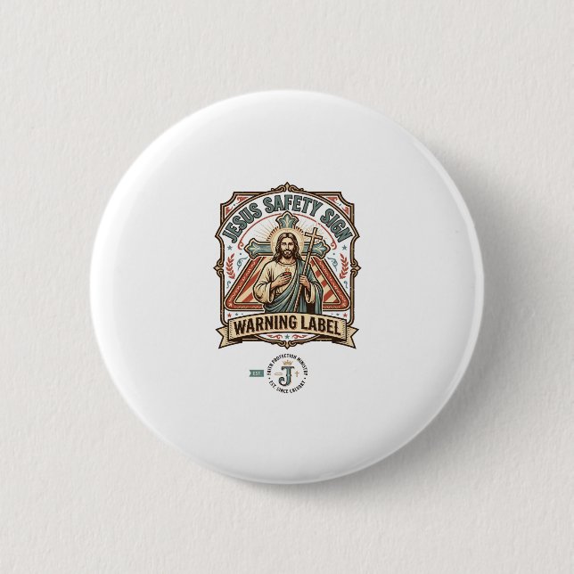 Jesus-Sicherheitsschild Warnschild Jesus-Sicherhei Button (Vorderseite)