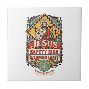 Jesus-Sicherheitsschild Warnschild Jesus-Sicherhei Fliese