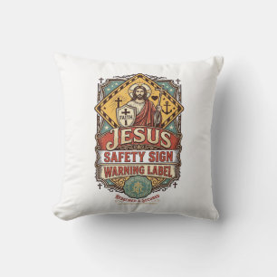 Jesus-Sicherheitsschild Warnschild Jesus-Sicherhei Kissen