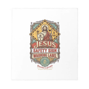 Jesus-Sicherheitsschild Warnschild Jesus-Sicherhei Notizblock
