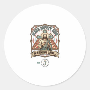 Jesus-Sicherheitsschild Warnschild Jesus-Sicherhei Runder Aufkleber