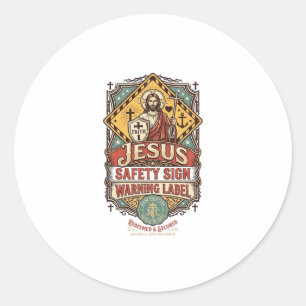 Jesus-Sicherheitsschild Warnschild Jesus-Sicherhei Runder Aufkleber