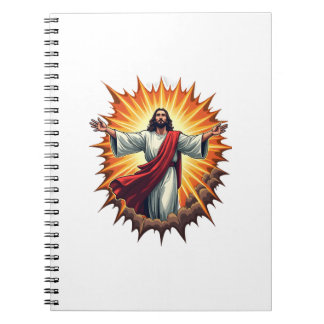 Jesus-Sieg-Burst-Vintage-Stickerei-Shirt Notizblock