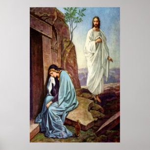 Jesus sieht auf Frauenplakat Poster