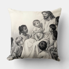 Jesus sitzt mit Kindern Kissen