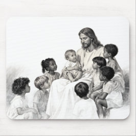 Jesus sitzt mit Kindern Mousepad