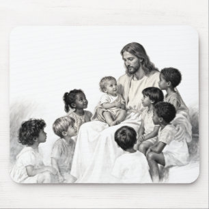 Jesus sitzt mit Kindern Mousepad
