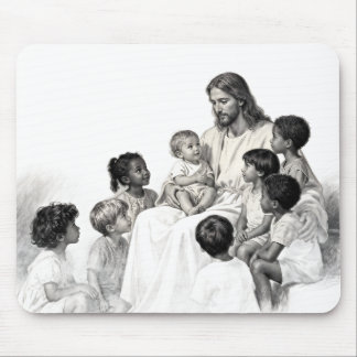 Jesus sitzt mit Kindern Mousepad
