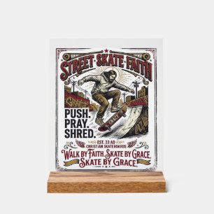 Jesus Skate Longboard Shirt Christlich Acrylschild