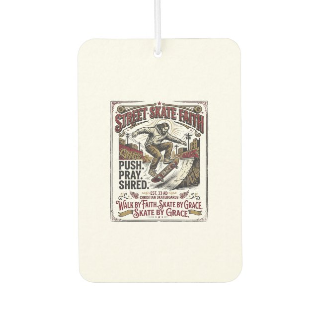 Jesus Skate Longboard Shirt Christlich Autolufterfrischer (Vorderseite)