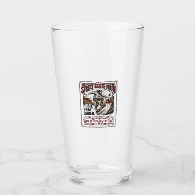 Jesus Skate Longboard-Shirt Christlich Glas (Vorderseite)