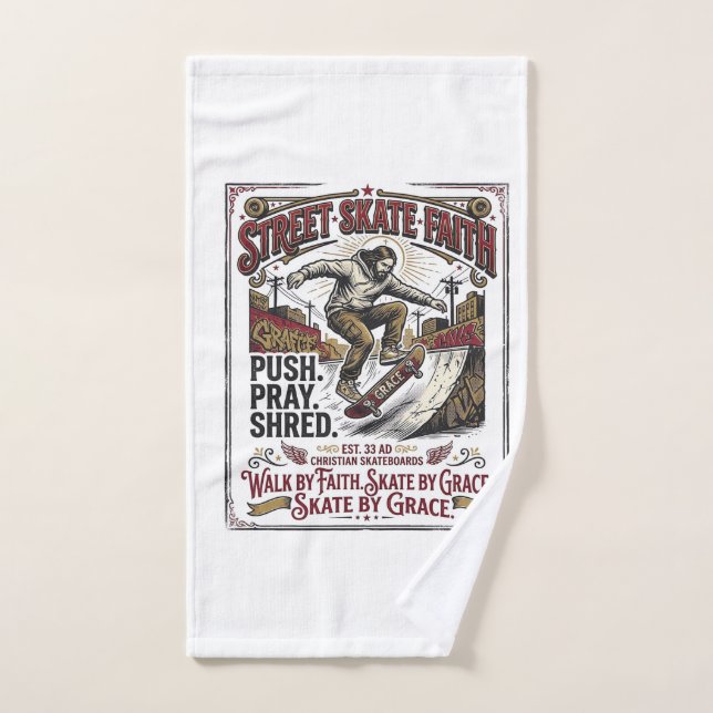 Jesus Skate Longboard Shirt Christlich Handtuch (Handtuch)