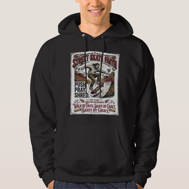 Jesus Skate Longboard-Shirt Christlich Hoodie (Vorderseite)