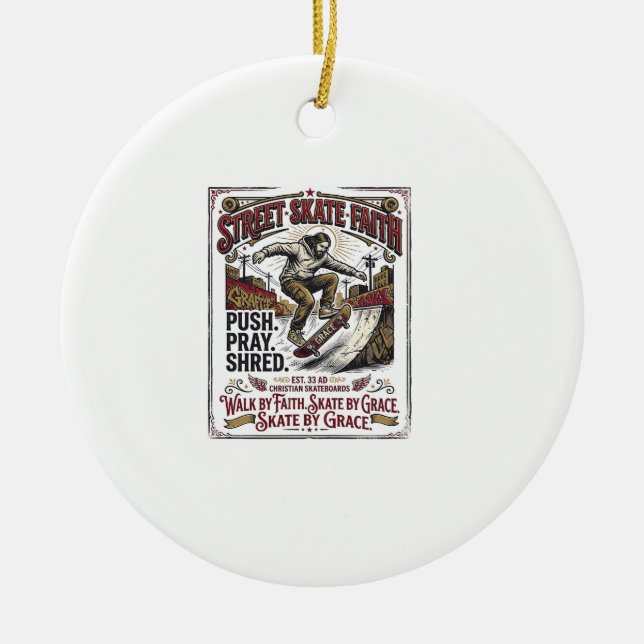 Jesus Skate Longboard-Shirt Christlich Keramik Ornament (Vorne)