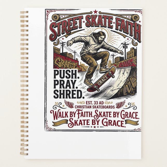 Jesus Skate Longboard Shirt Christlich Planer (Vorderseite)