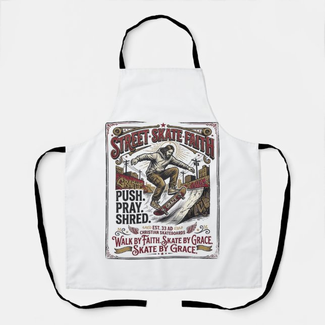 Jesus Skate Longboard Shirt Christlich Schürze (Vorderseite)