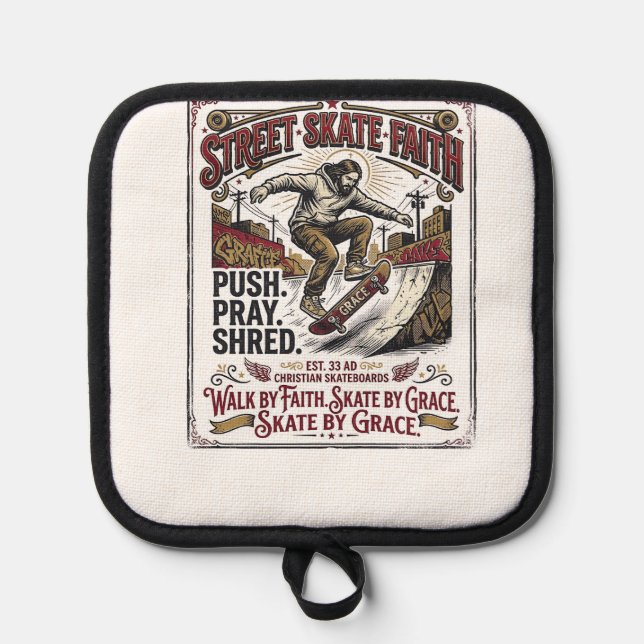 Jesus Skate Longboard Shirt Christlich Topflappen (Vorderseite)