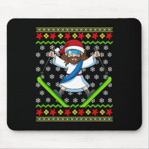 Jesus Skifahren Ugly Weihnachten Ski Boys Mädchen  Mousepad