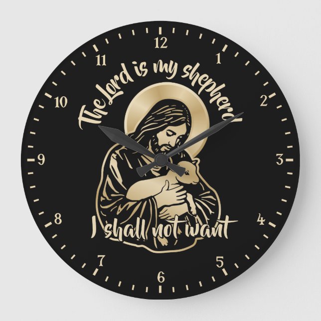 Jesus Sorgender Hirte Große Wanduhr (Vorderseite)