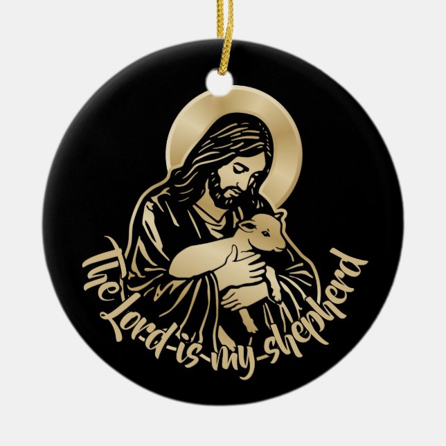 Jesus sorgender Hirte Keramik Ornament (Vorne)