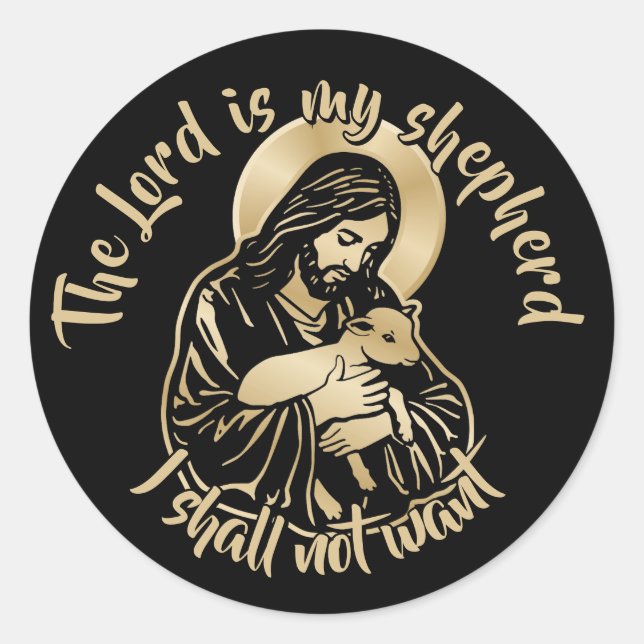 Jesus sorgender Hirte Runder Aufkleber (Vorderseite)