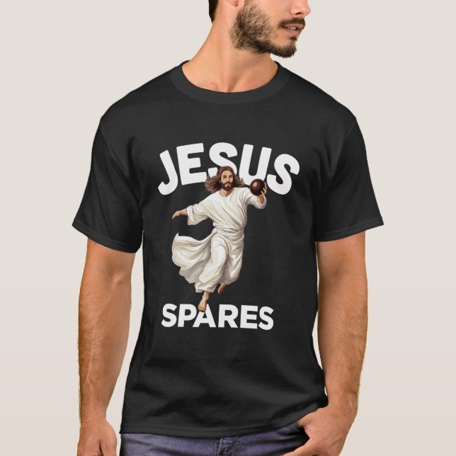 Jesus spares Funny Christlich Christ Gutter Bowlin T-Shirt (Vorderseite)
