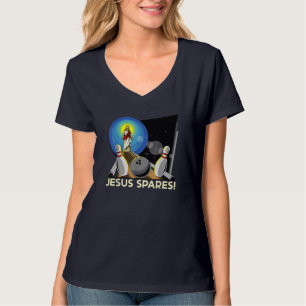 Jesus Spares Funny Christlicher Bowling Puff T-Shirt