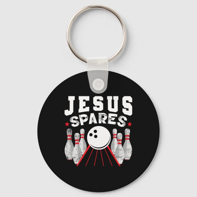 Jesus Spares Funny Christlicher Bowling Schlüsselanhänger (Vorderseite)